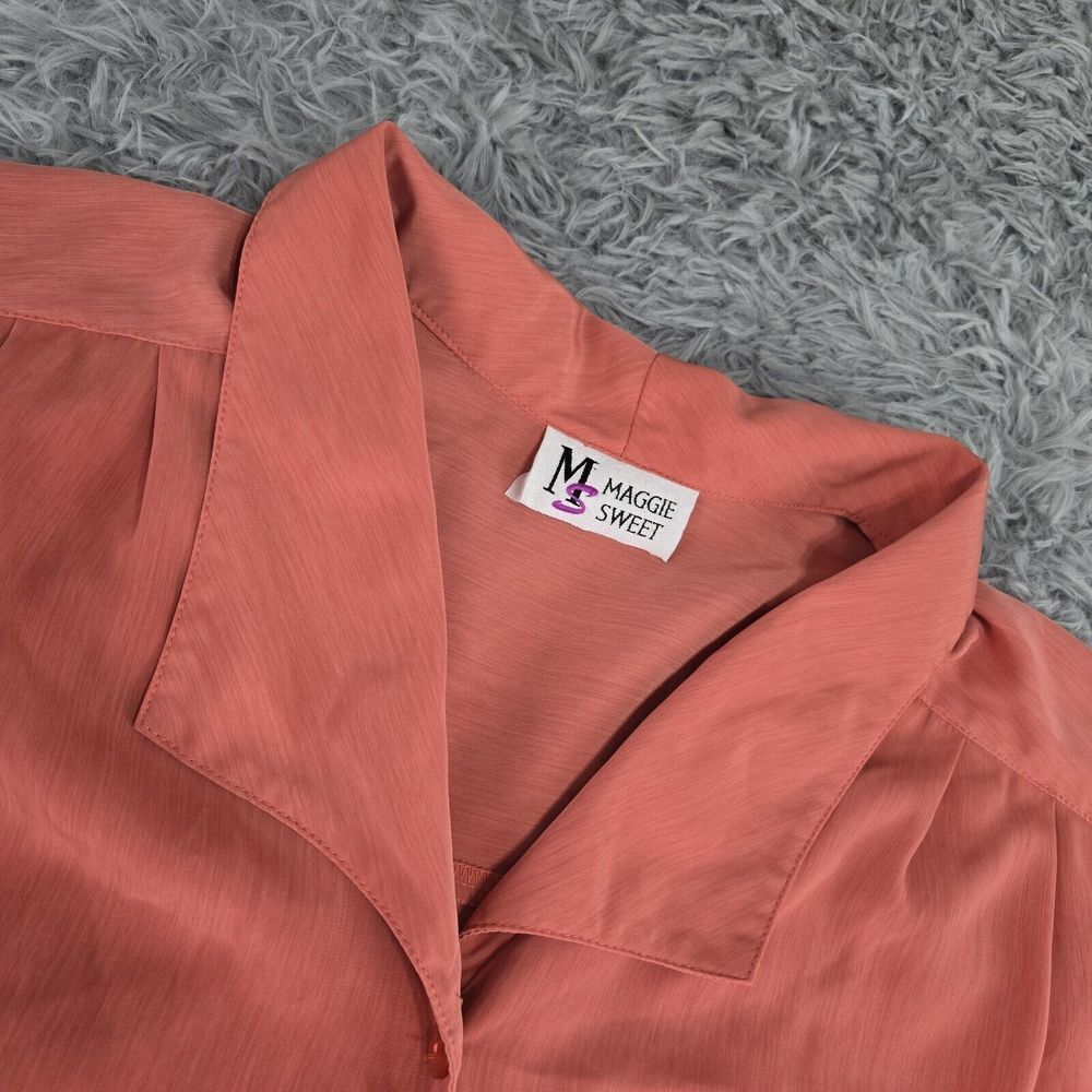 Maggie Sweet Todays Special 5133‎ Womens 1X Pink Short Sleeve Button Up Shirt